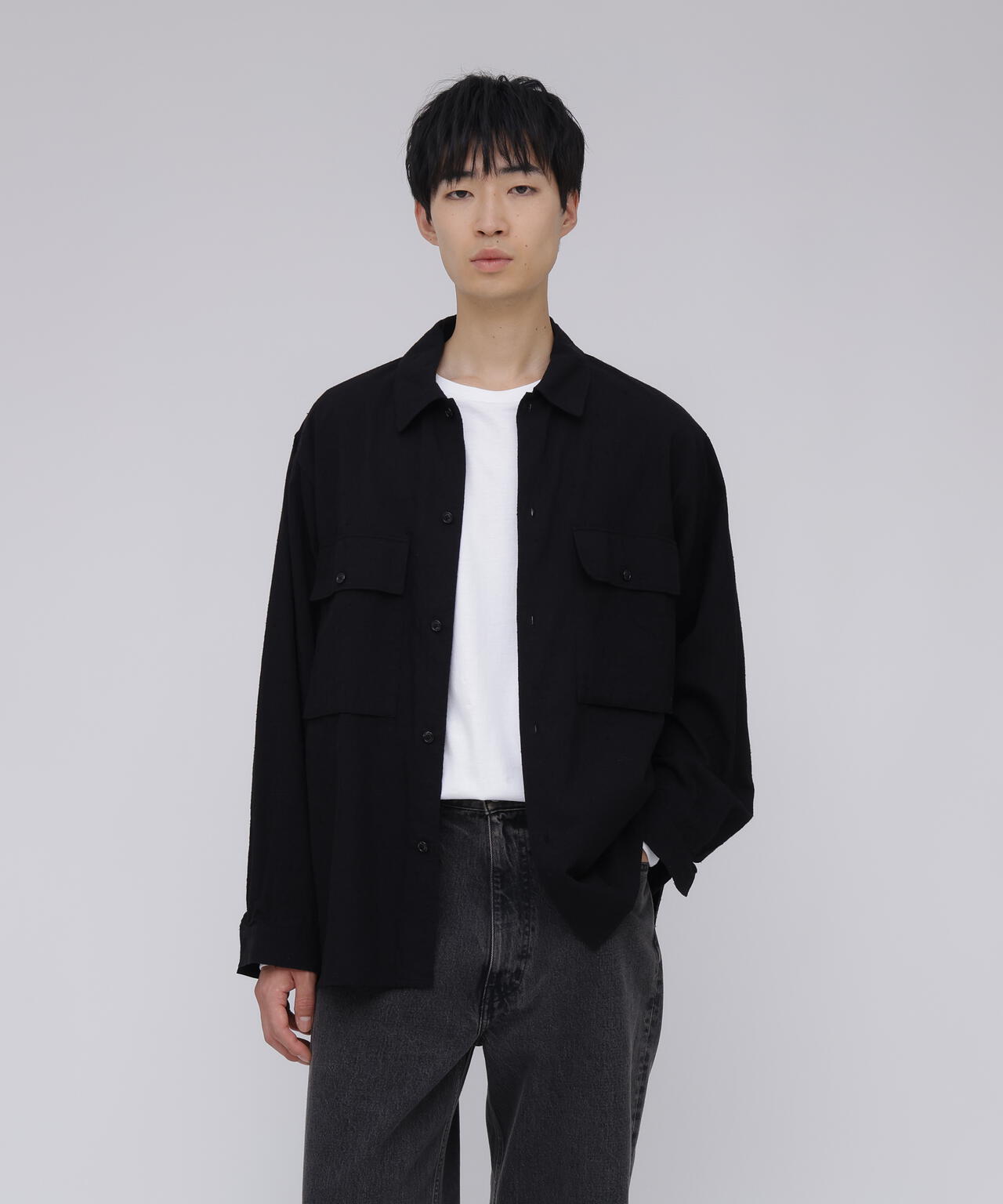 別注] blurhms / SILK COTTN NEP PLAID MILITARY SHIRT | THE LIBRARY