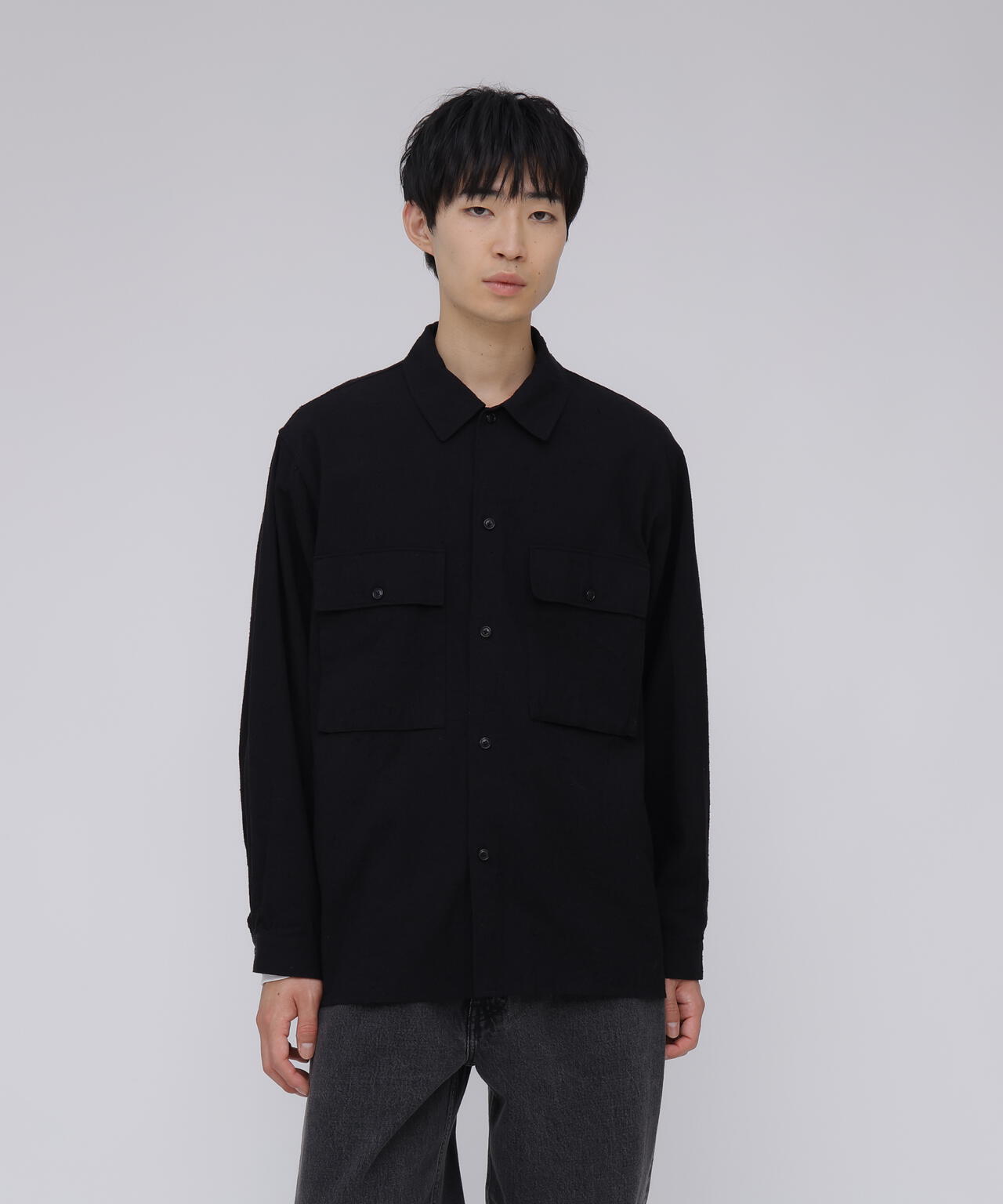 別注] blurhms / SILK COTTN NEP PLAID MILITARY SHIRT | THE LIBRARY