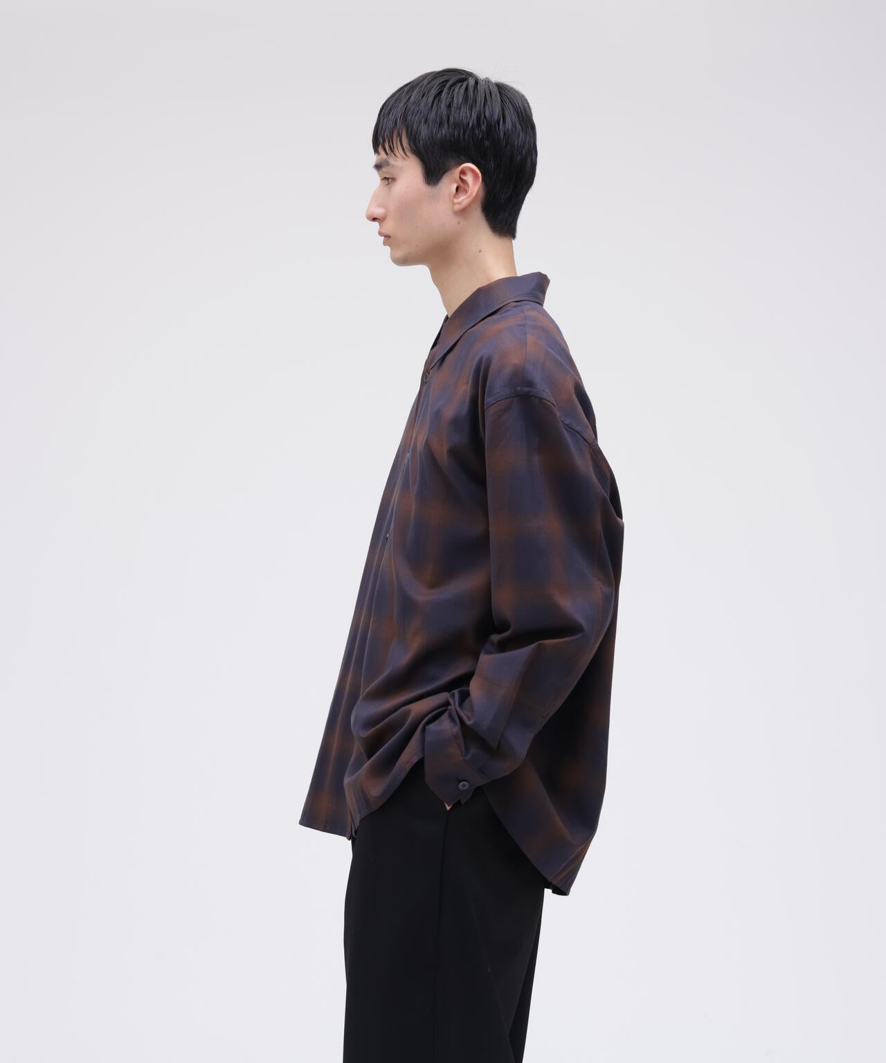 STUDIO NICHOLSON / COTTON CHECK OVERSIZED STRIGHT HEM SHIRT | THE