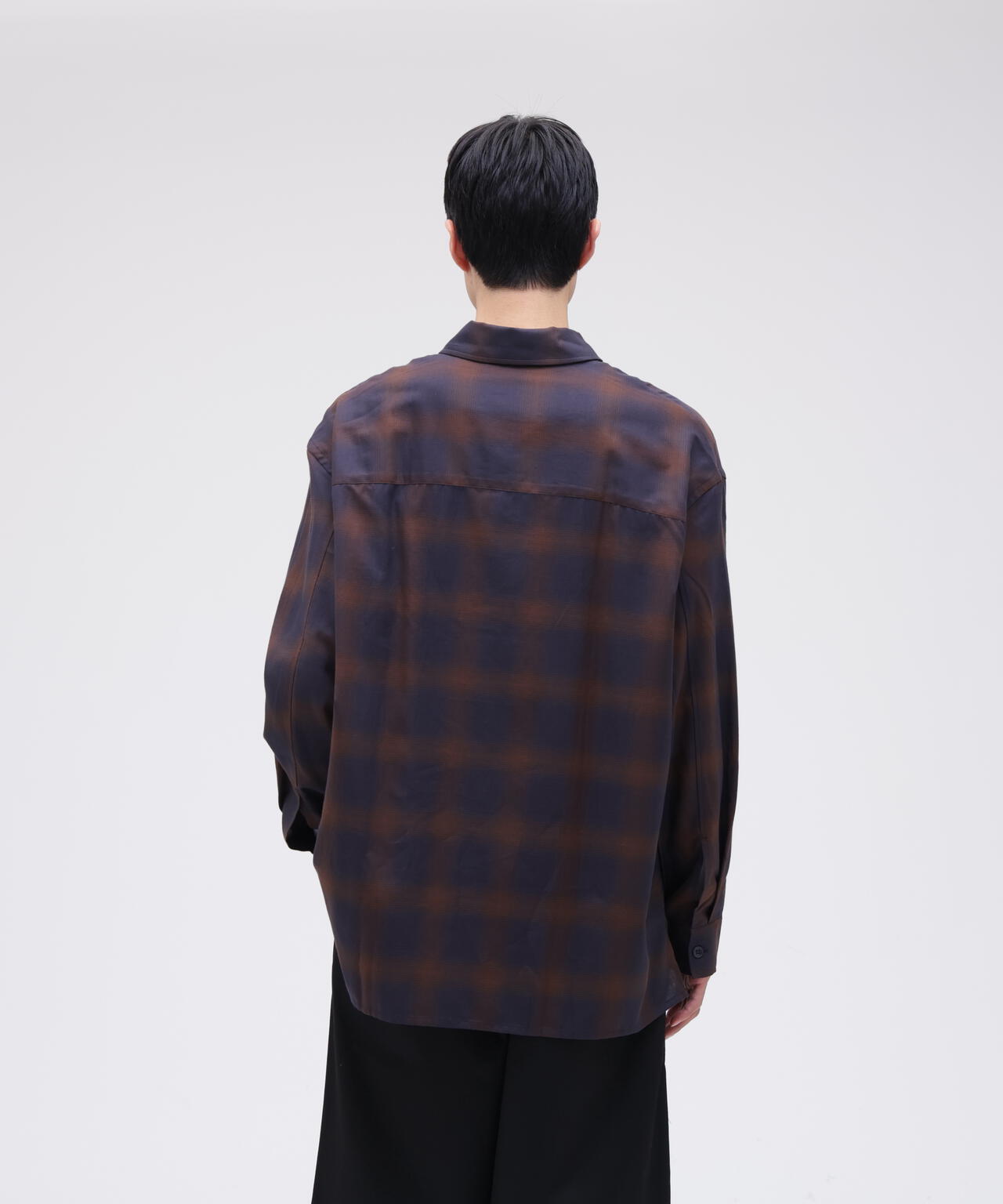 STUDIO NICHOLSON / COTTON CHECK OVERSIZED STRIGHT HEM SHIRT | THE