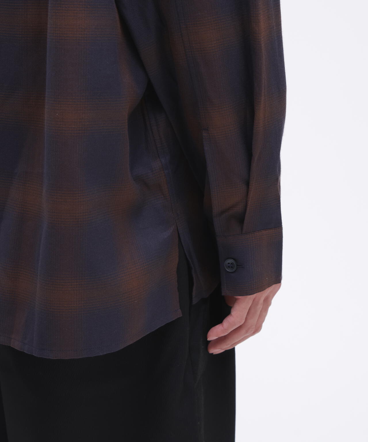 STUDIO NICHOLSON / COTTON CHECK OVERSIZED STRIGHT HEM SHIRT | THE