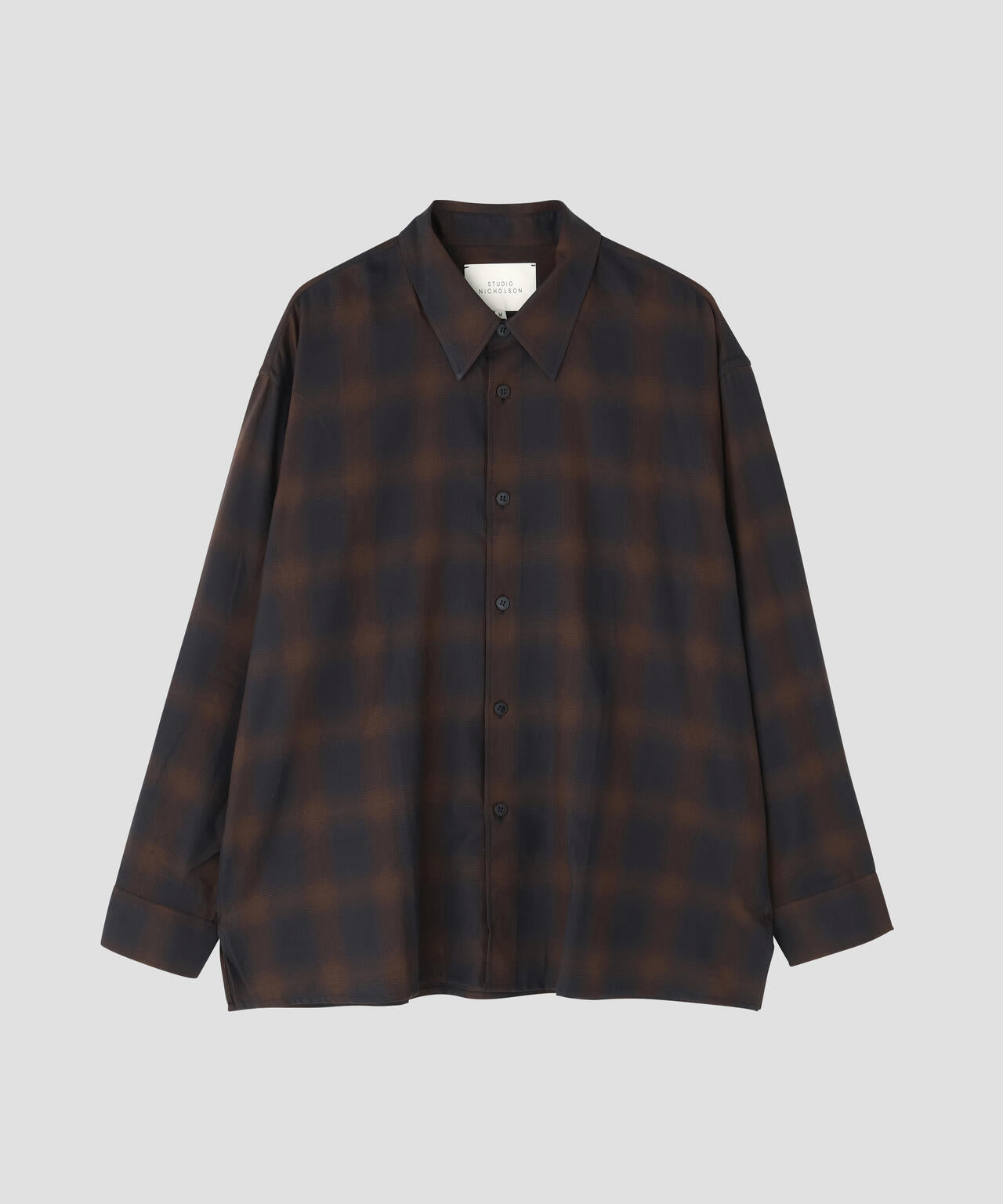 STUDIO NICHOLSON / COTTON CHECK OVERSIZED STRIGHT HEM SHIRT | THE