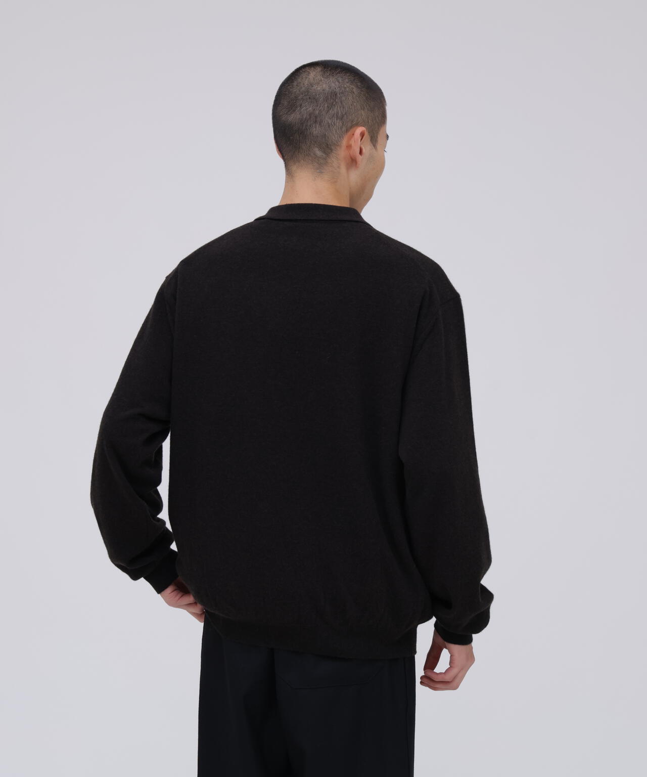ATON / SUPER LIGHT WOOL SLIPPER POLO SWEATER
