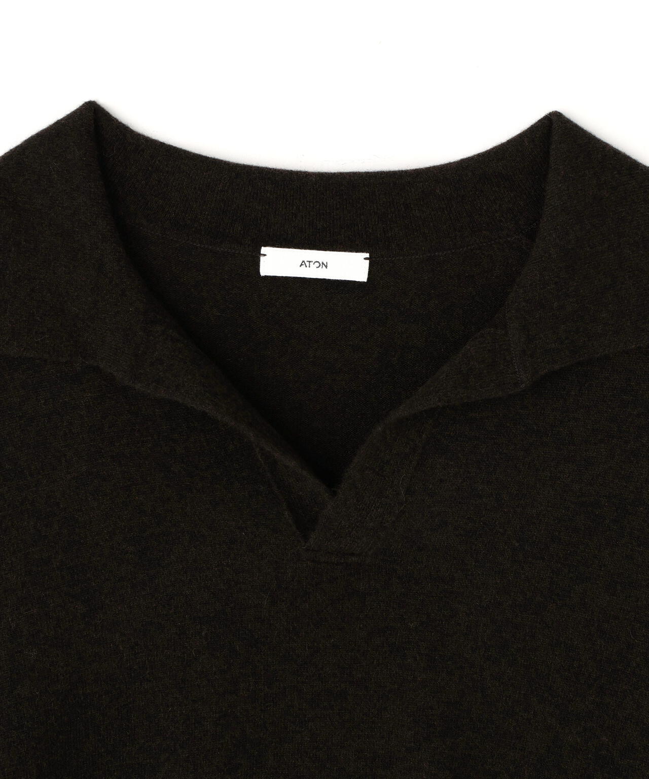 ATON / SUPER LIGHT WOOL SLIPPER POLO SWEATER