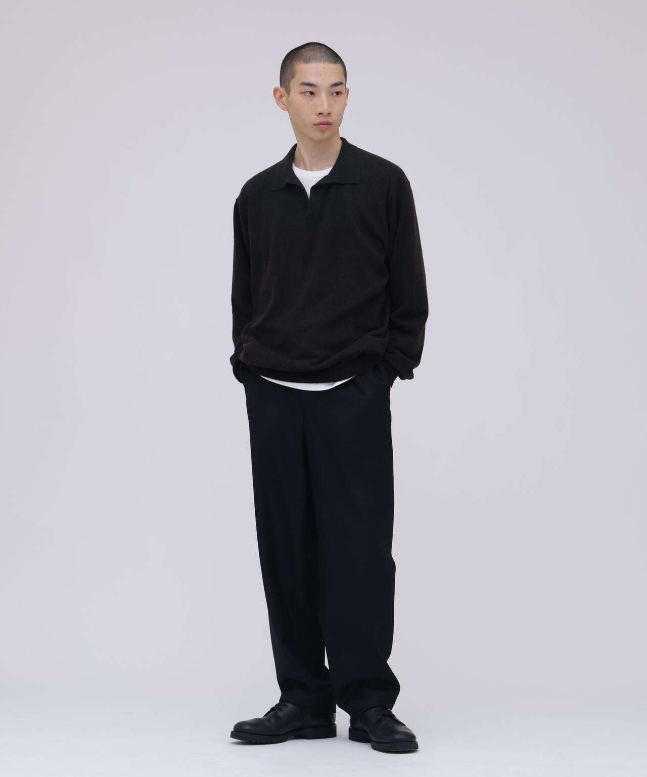 ATON / SUPER LIGHT WOOL SLIPPER POLO SWEATER
