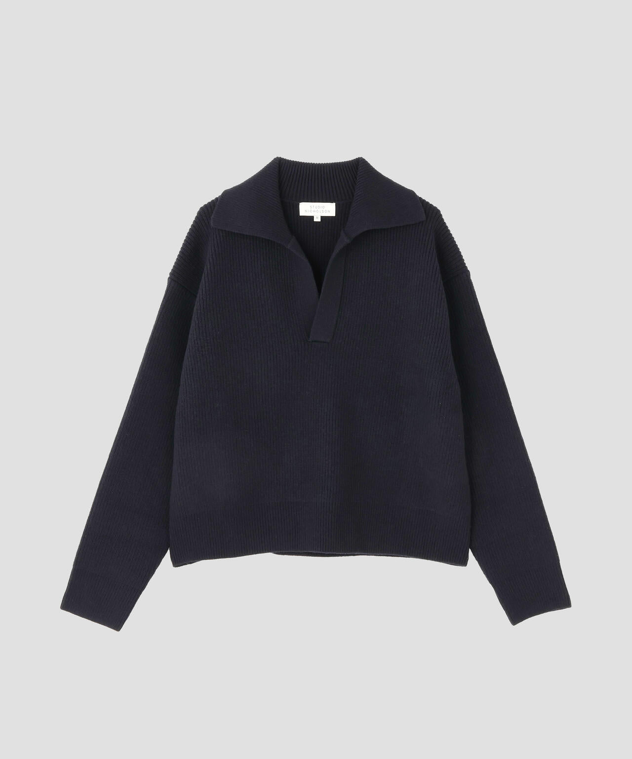 STUDIO NICHOLSON / LAMBSWOOL RIB POLO COLLAR JUMPER | THE LIBRARY