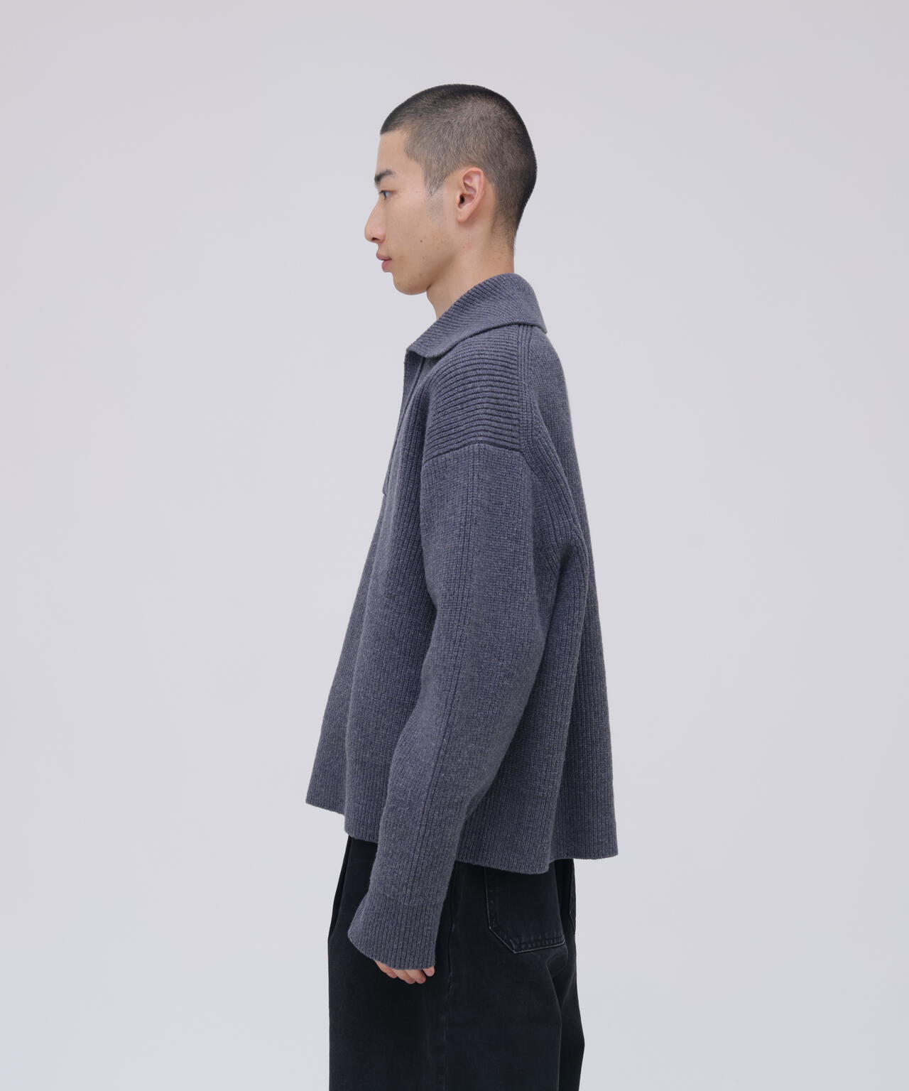 別注]STUDIO NICHOLSON / LAMBSWOOL RIB POLO COLLAR JUMPER | THE