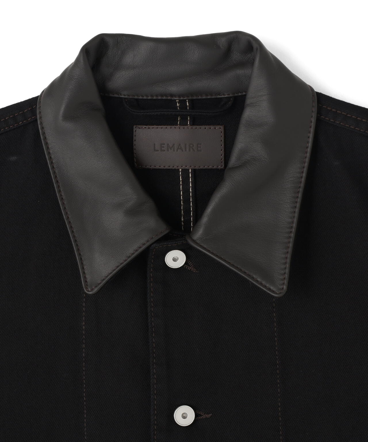 LEMAIRE / WORKWEAR OVERSHIRT WITH LEATHER COLLAR | THE LIBRARY（ザ