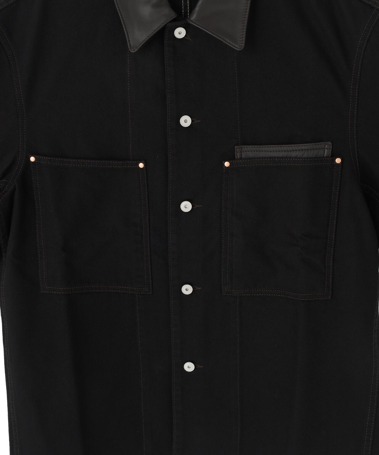 LEMAIRE / WORKWEAR OVERSHIRT WITH LEATHER COLLAR | THE LIBRARY（ザ