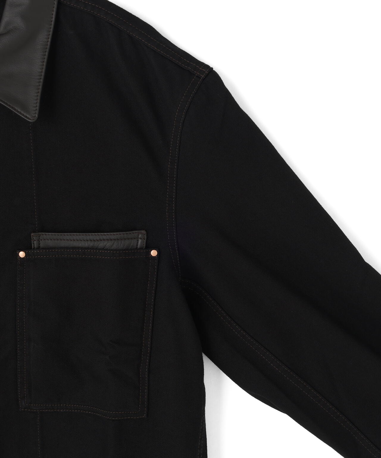 LEMAIRE / WORKWEAR OVERSHIRT WITH LEATHER COLLAR | THE LIBRARY（ザ