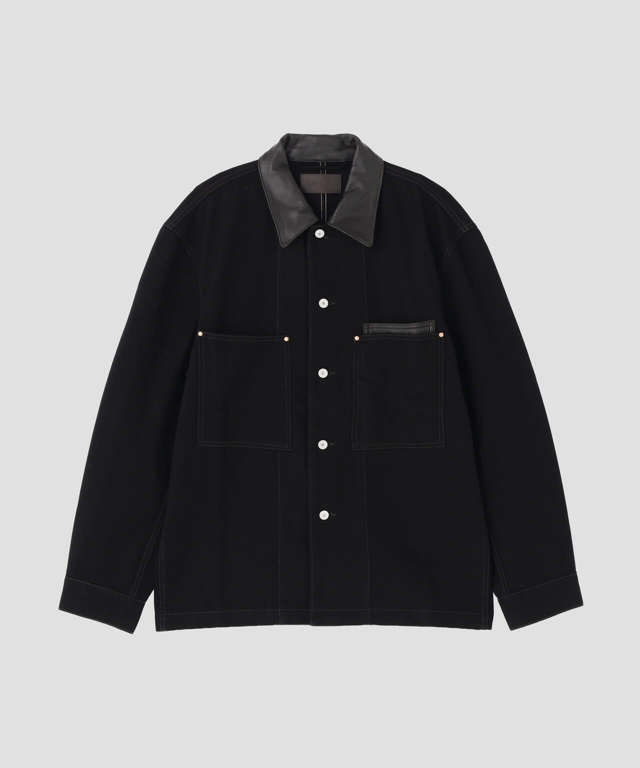 新品LEMAIRE ルメール WORKWEAR OVERSHIRTS 44 LEMAIRE / WORKWEAR OVERSHIRT WITH LEATHER COLLAR | THE LIBRARY（ザ