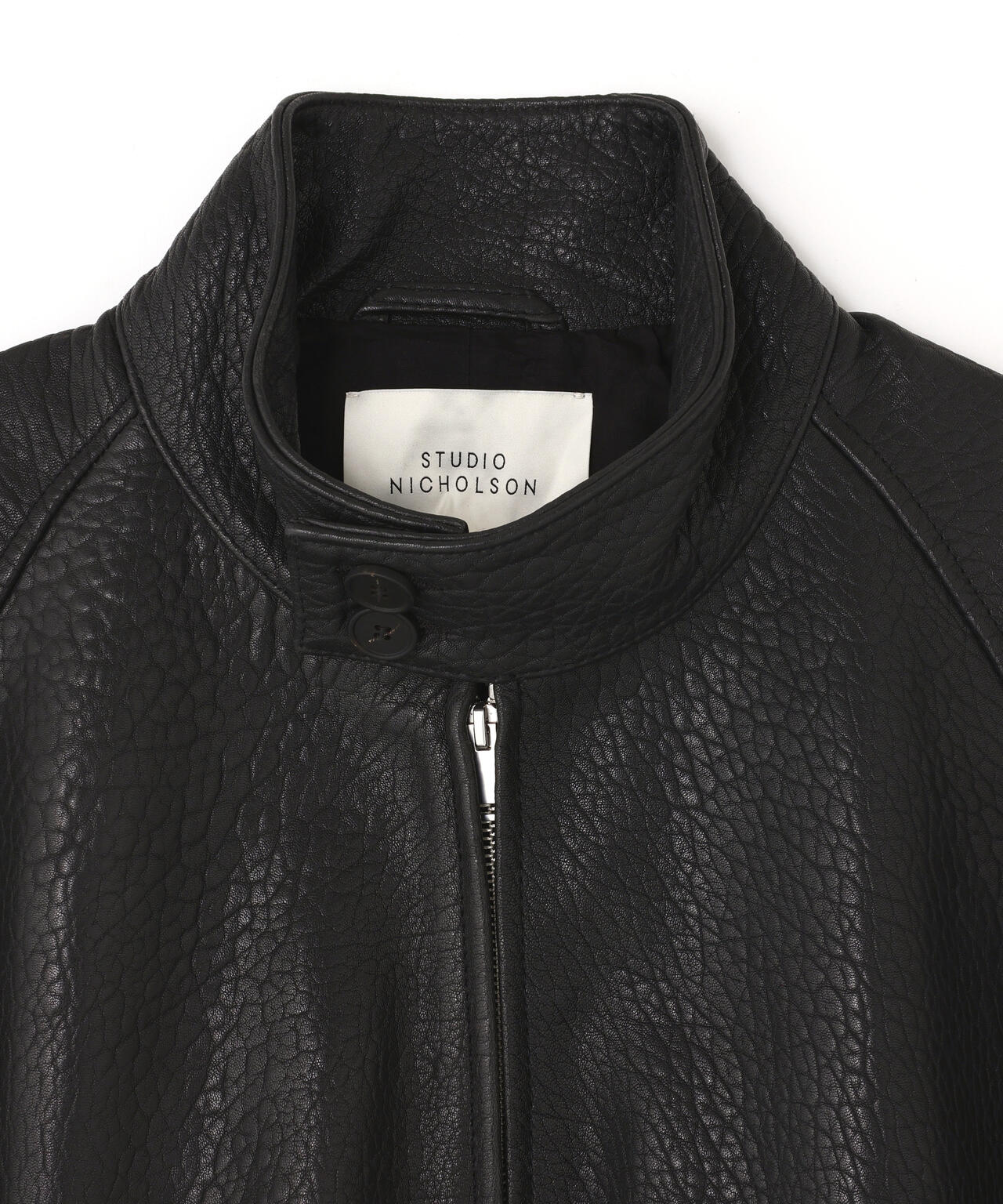 STUDIO NICHOLSON / TEXTURED LEATHER HARRINGTON JACKET | THE