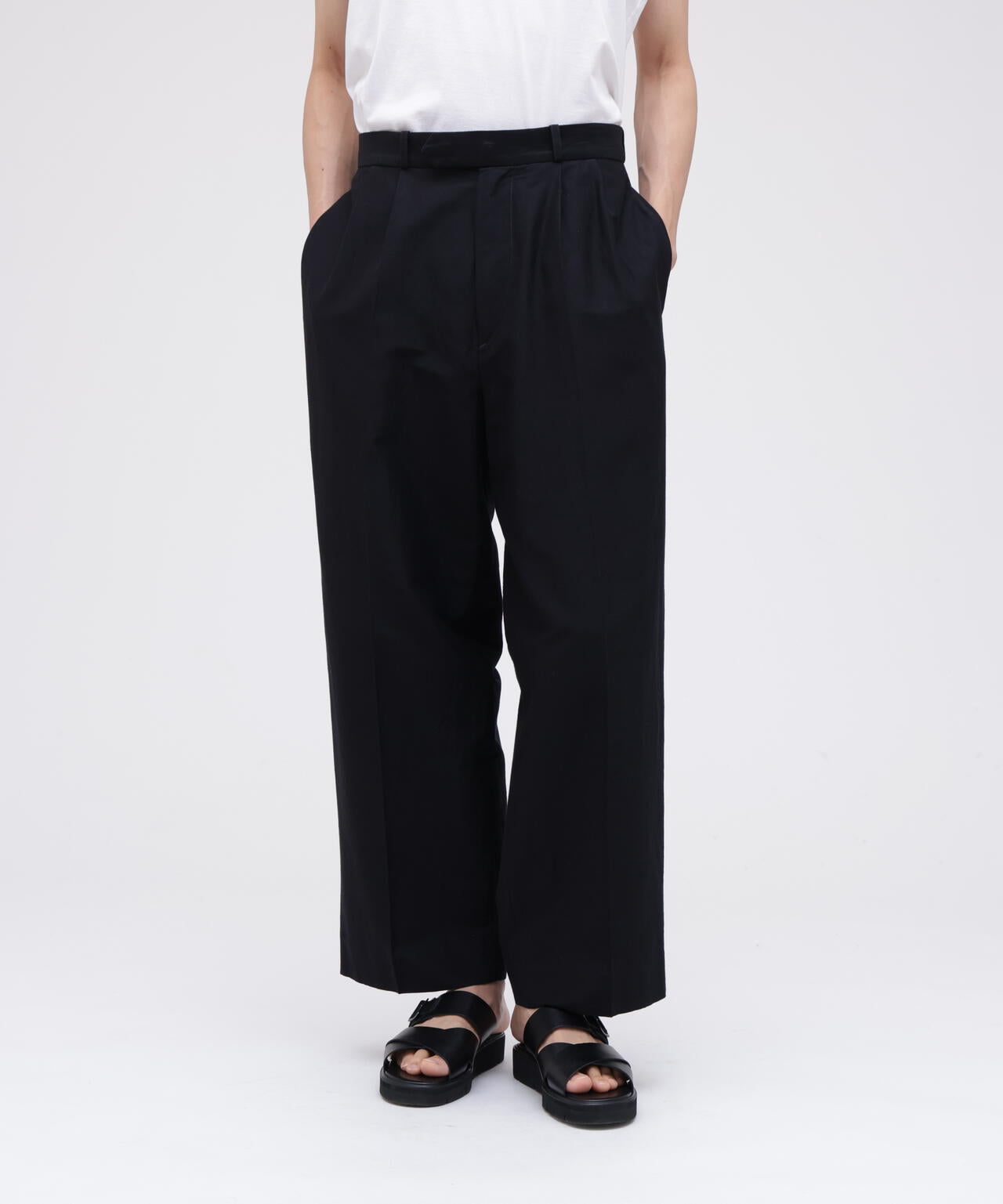 blurhms / SILK WOOL COTTON TWO-TUCK SLACKS