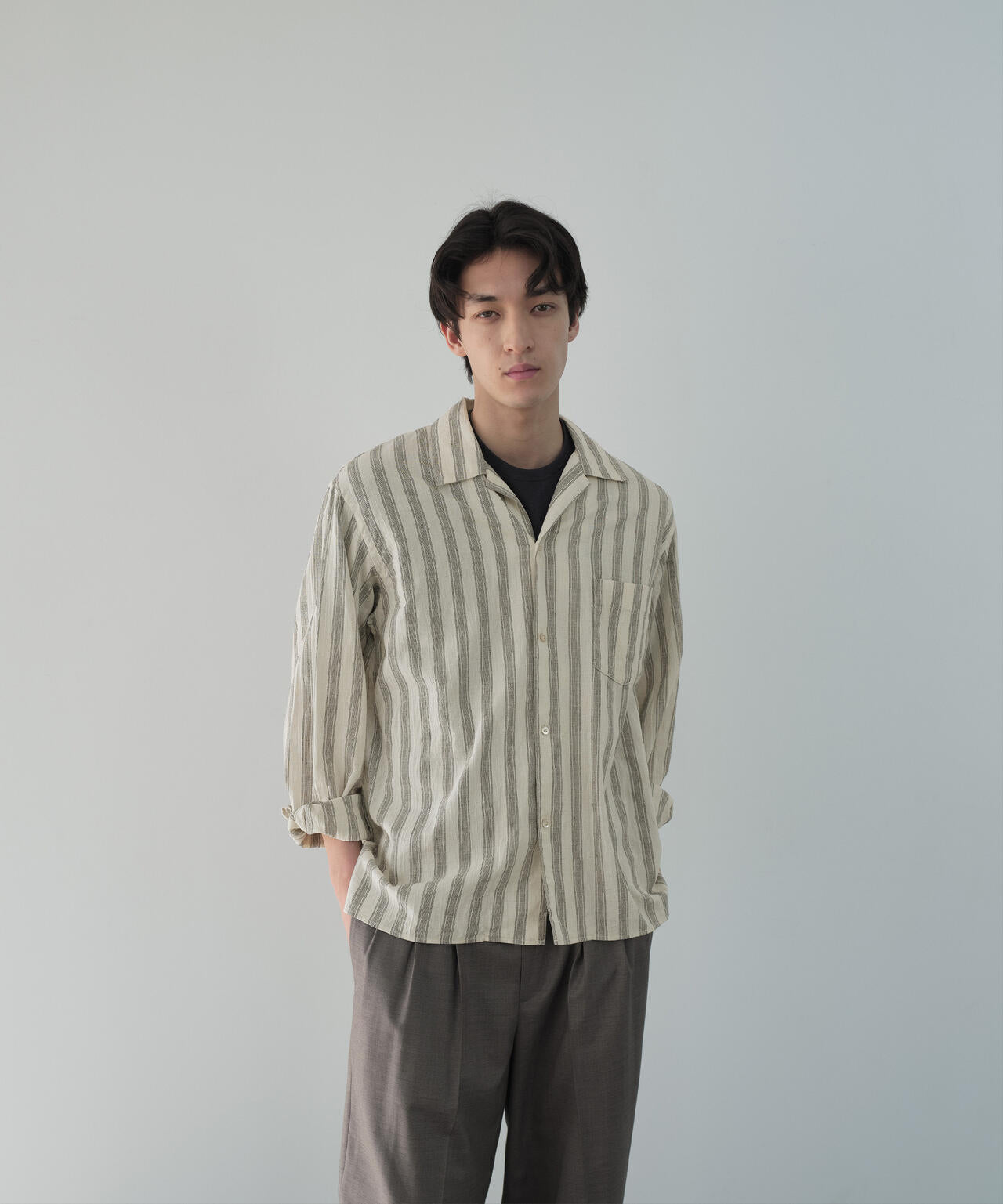別注]blurhms / COTTON LINEN OPEN-COLLAR SHIRT LONG SLEEVE | THE