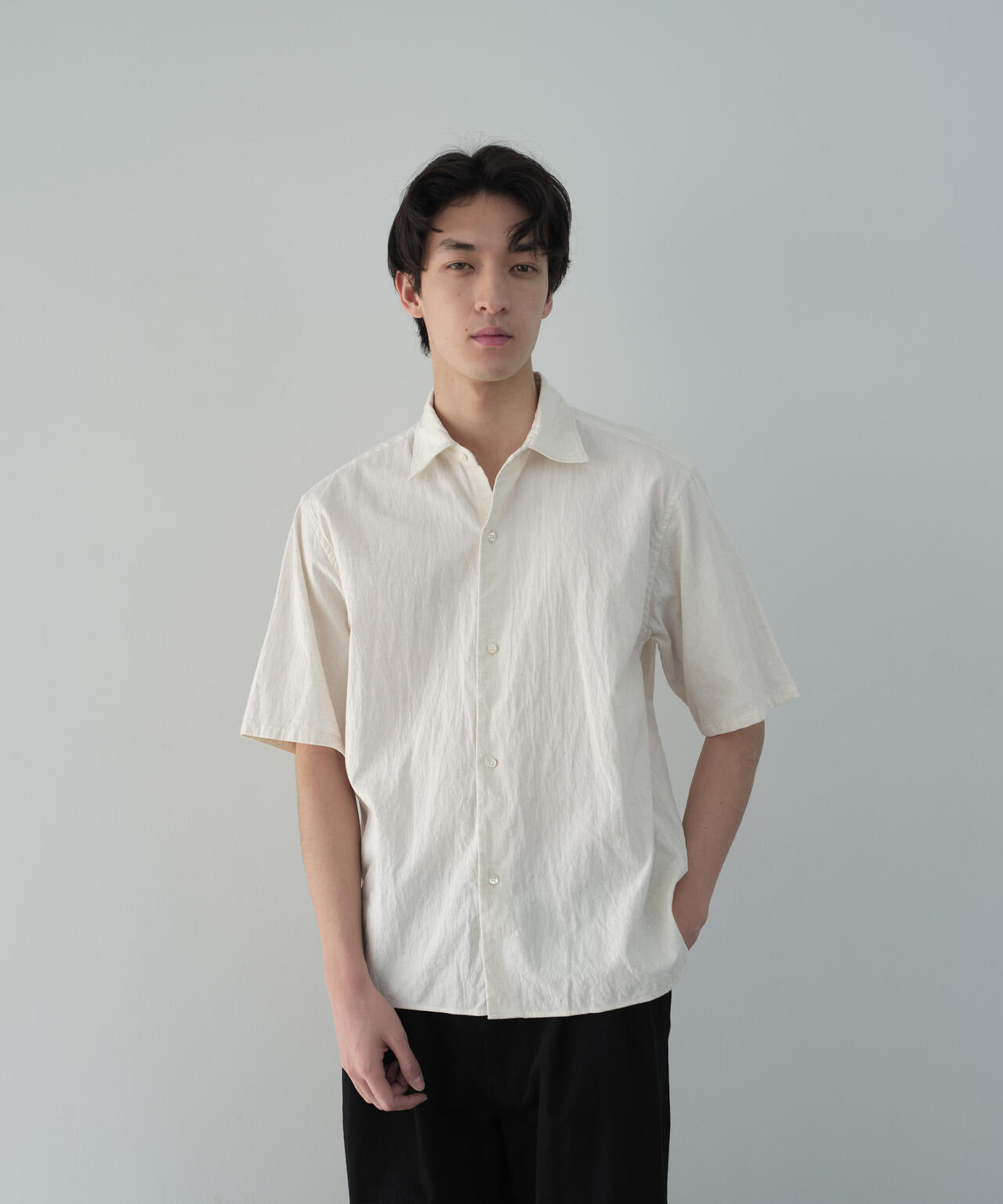 別注]blurhms / COTTON LINEN HALF-SLEEVE SHIRT | THE LIBRARY（ザ