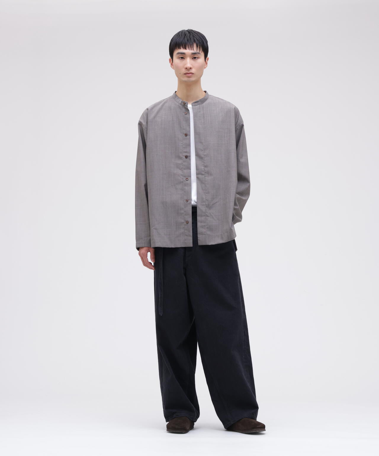 ゴッデス本田さん専用 STUDIO NICHOLSON / TROPICAL WOOL GRANDAD COLLAR SHIRT | THE