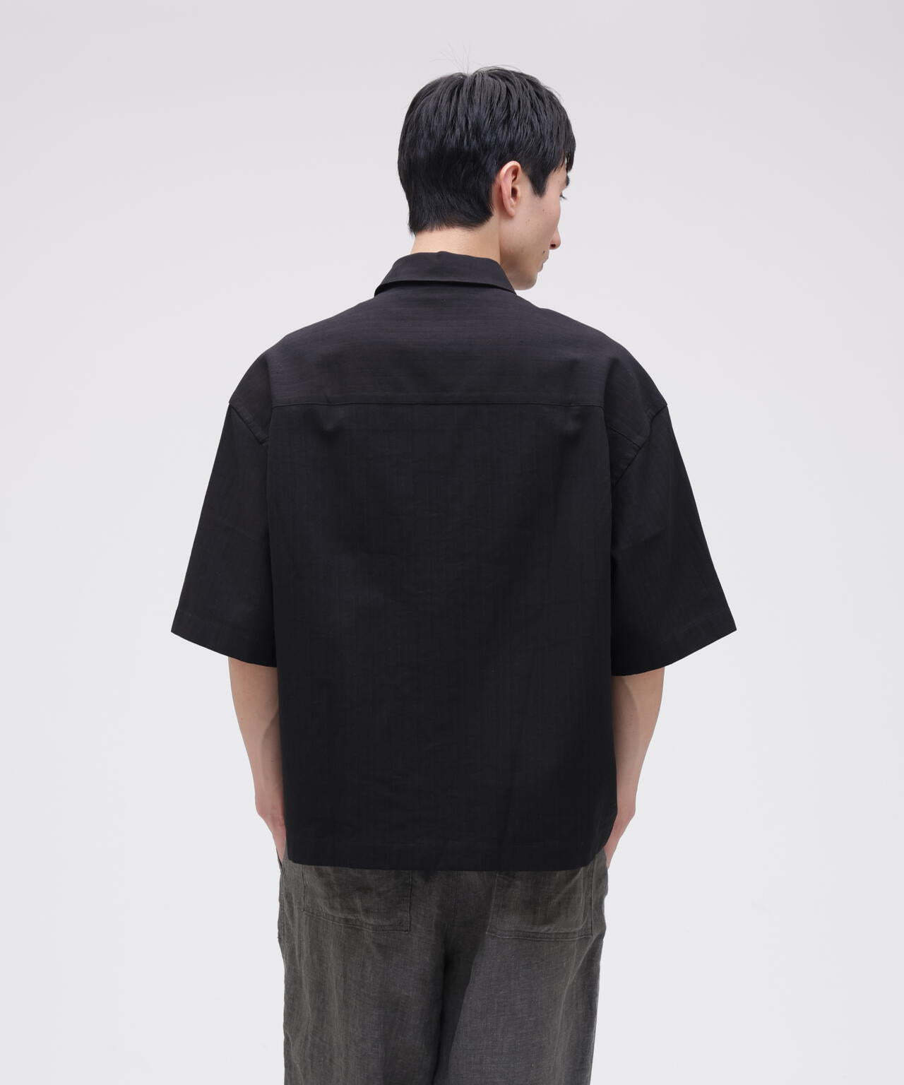 STUDIO NICHOLSON / TONAL BROKEN TWILL SHORT SLEEVE BOXY SHIRT