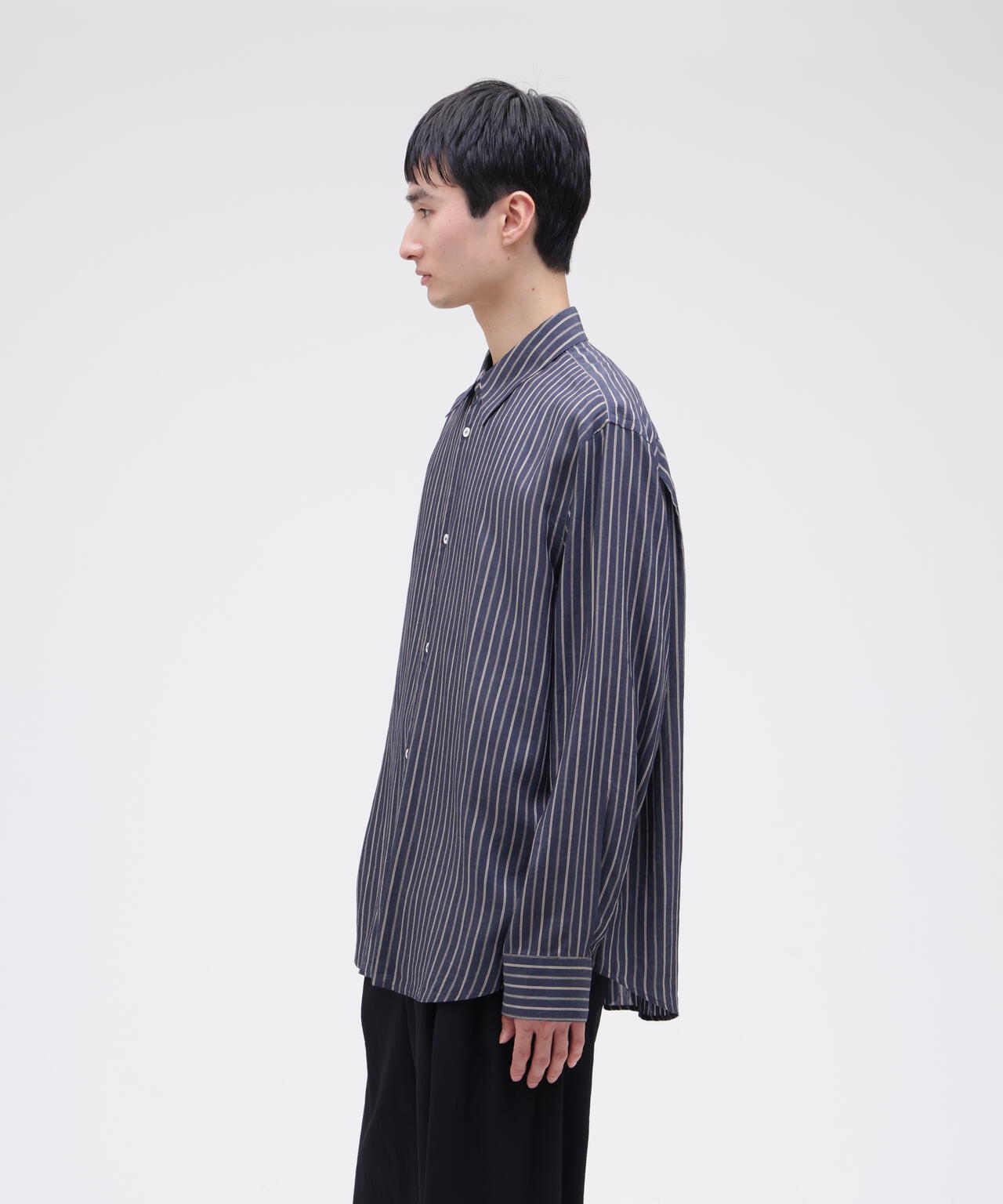 STUDIO NICHOLSON / LYOCELL SILK STRIPE BOXY OVERSIZED SHIRT | THE