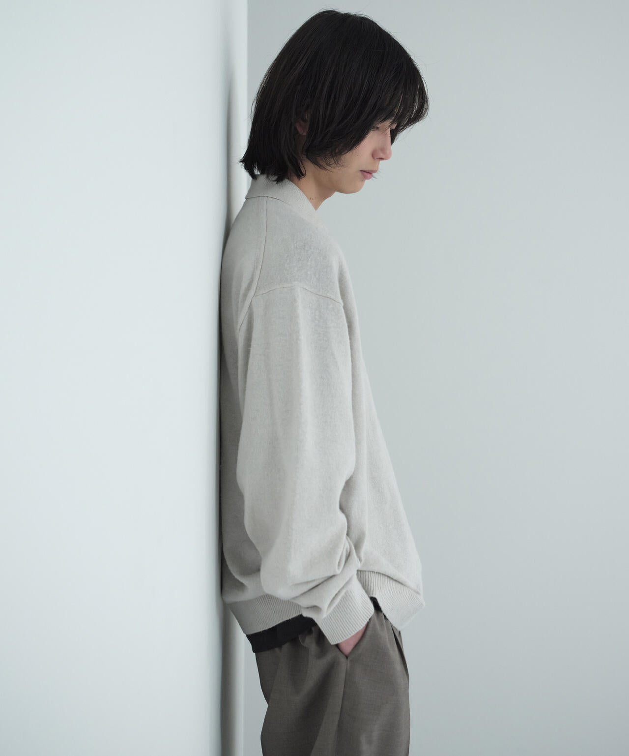 ATON / LINEN SHORT FUR ZIP UP POLO SWEATER | THE LIBRARY（ザ