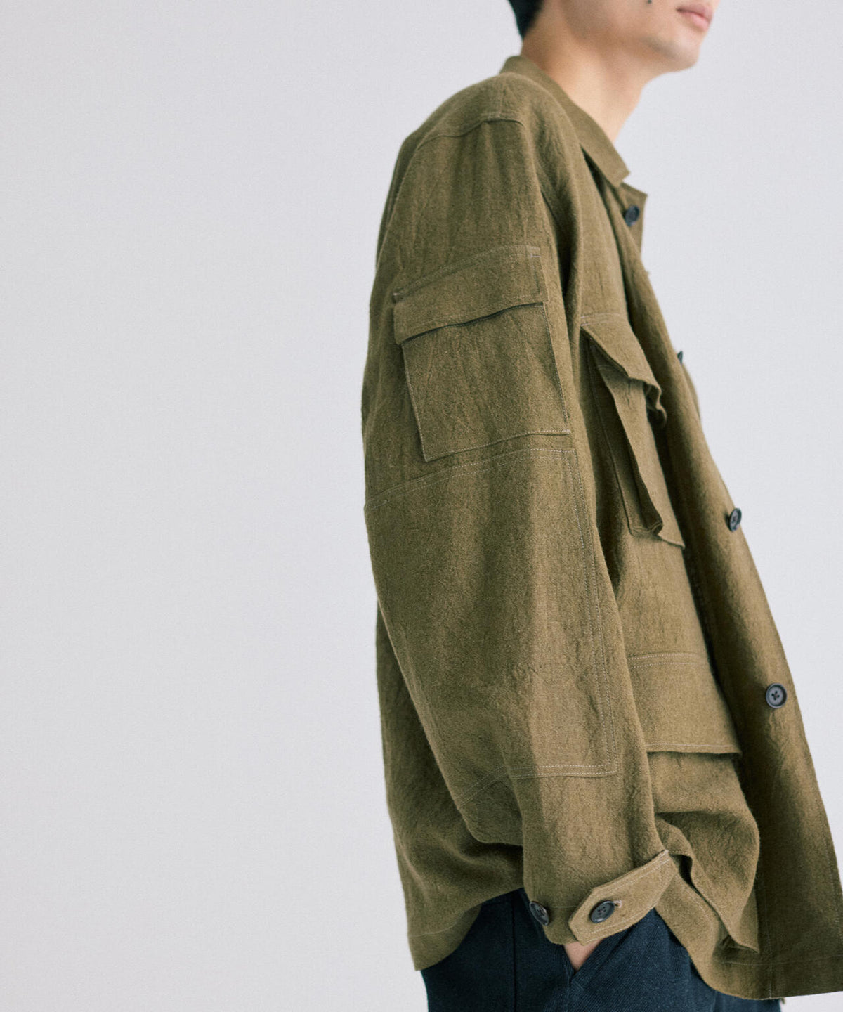 blurhmsROOTSTOCK / RAMIE LINEN WOOL SWEDISH BDU JACKET