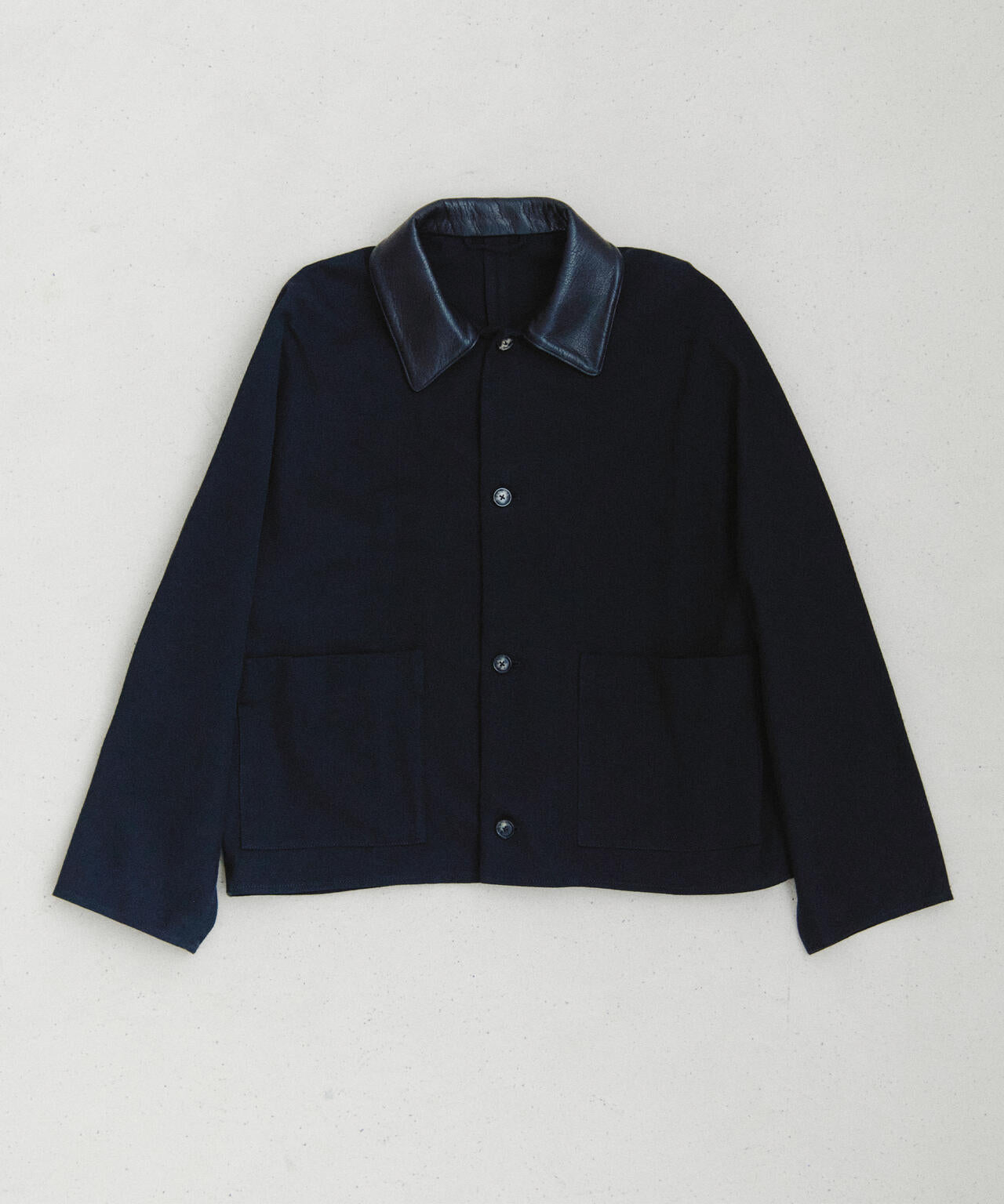 別注] blurhms / [UNISEX] DENIM-LEATHER SHORT JACKET | THE LIBRARY