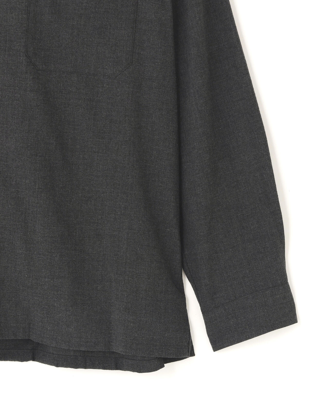 ATON / WOOL RAYON WASHER OPEN COLLER SHIRT