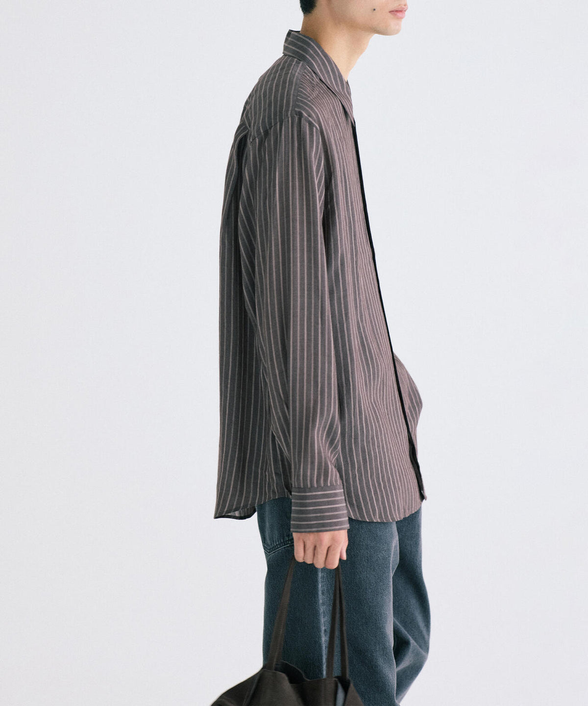 STUDIO NICHOLSON / LYOCELL SILK STRIPE BOXY OVERSIZED SHIRT