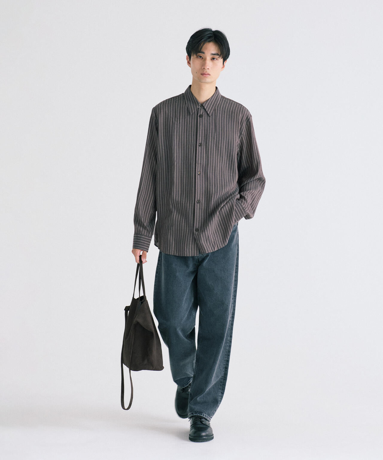 STUDIO NICHOLSON / LYOCELL SILK STRIPE BOXY OVERSIZED SHIRT | THE