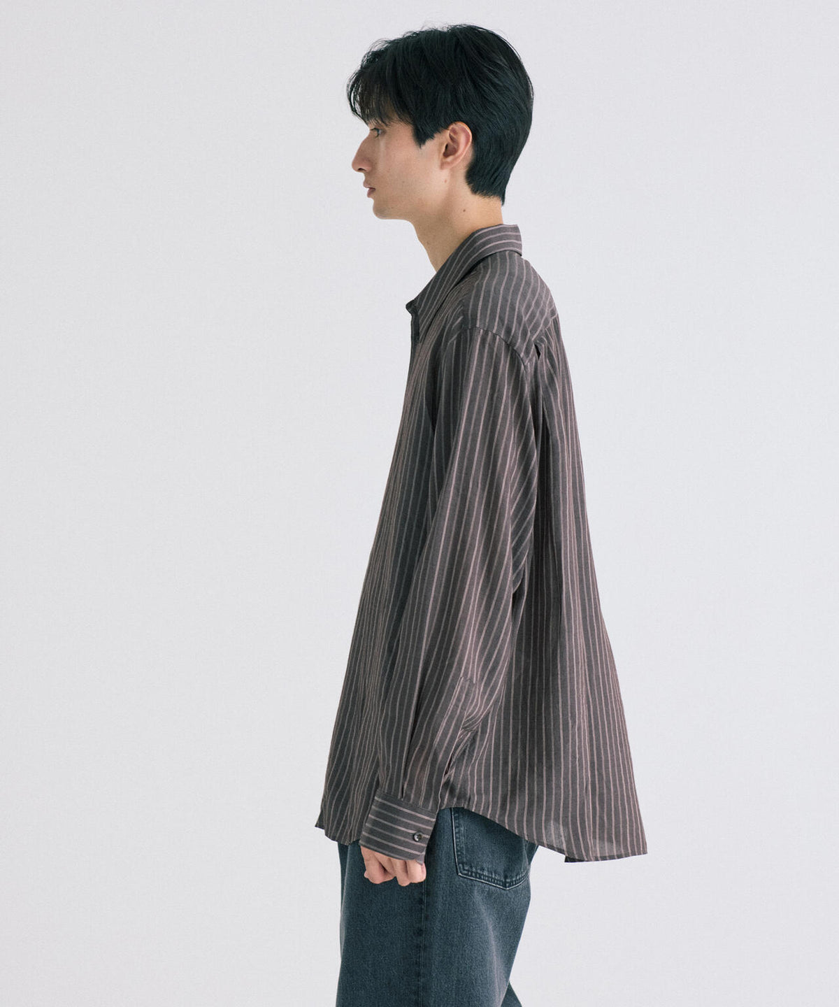 STUDIO NICHOLSON / LYOCELL SILK STRIPE BOXY OVERSIZED SHIRT