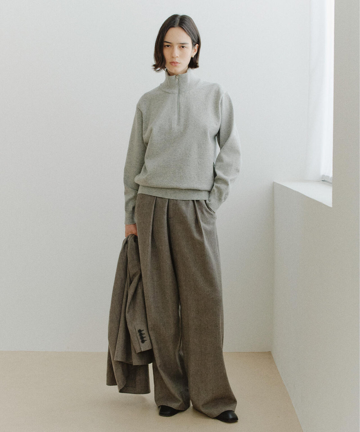 [別注] Yonetomi / [UNISEX] RIGID CASHMERE HALF ZIP