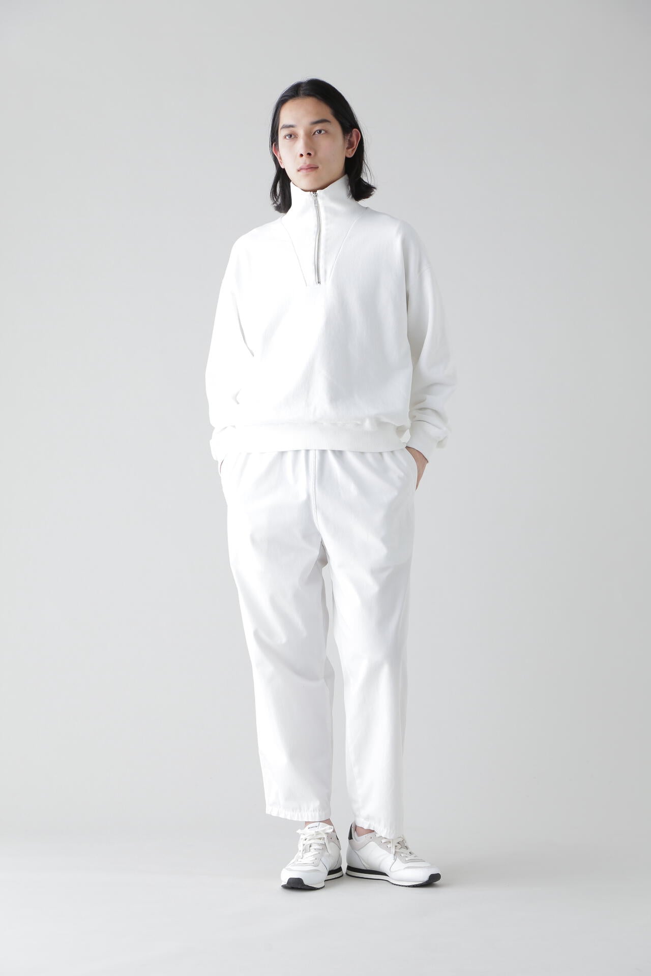 Ｙ / ORGANIC COTTON BLEND HEAVY WEIGHT FLEECE HALF ZIP