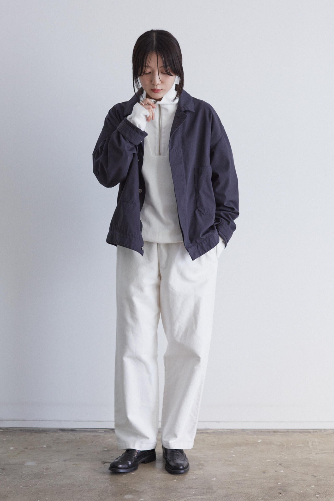 Ｙ / ORGANIC COTTON BLEND HEAVY WEIGHT FLEECE HALF ZIP