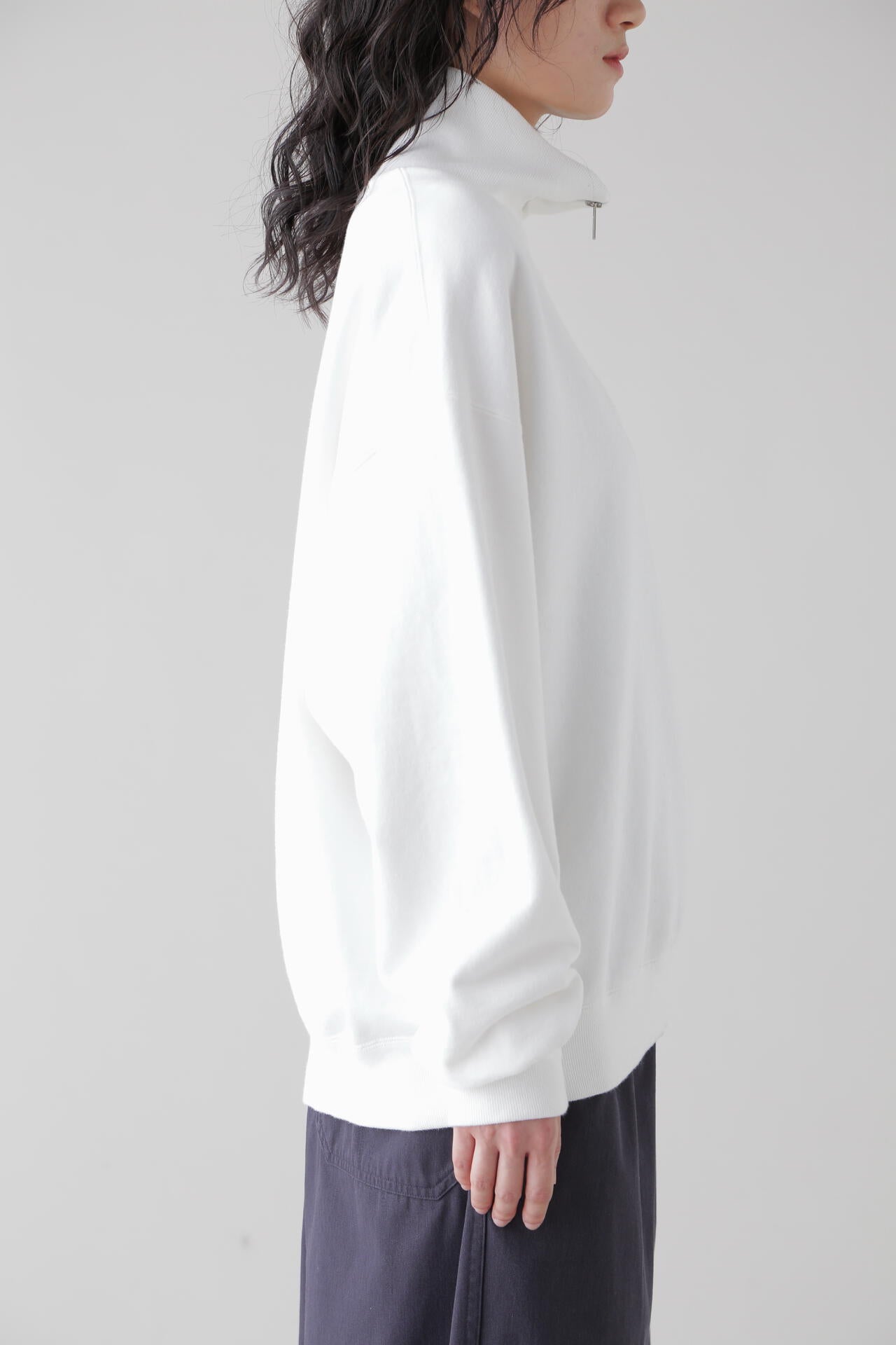 Ｙ / ORGANIC COTTON BLEND HEAVY WEIGHT FLEECE HALF ZIP