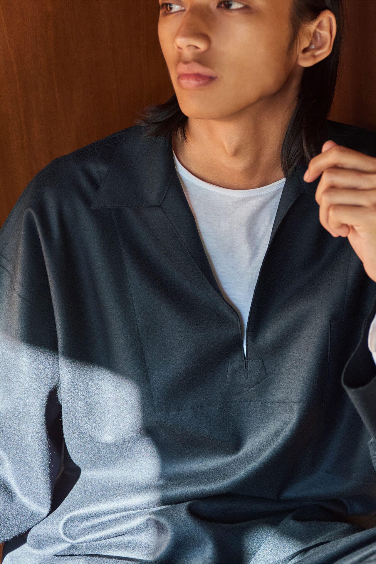 美品 BOURRIENNE × YLÈVE ウールジャージシャツ サイズ1 BOURRIENNE × YLÈVE / WOOL JERSEY SH / SAILOR | YLÈVE