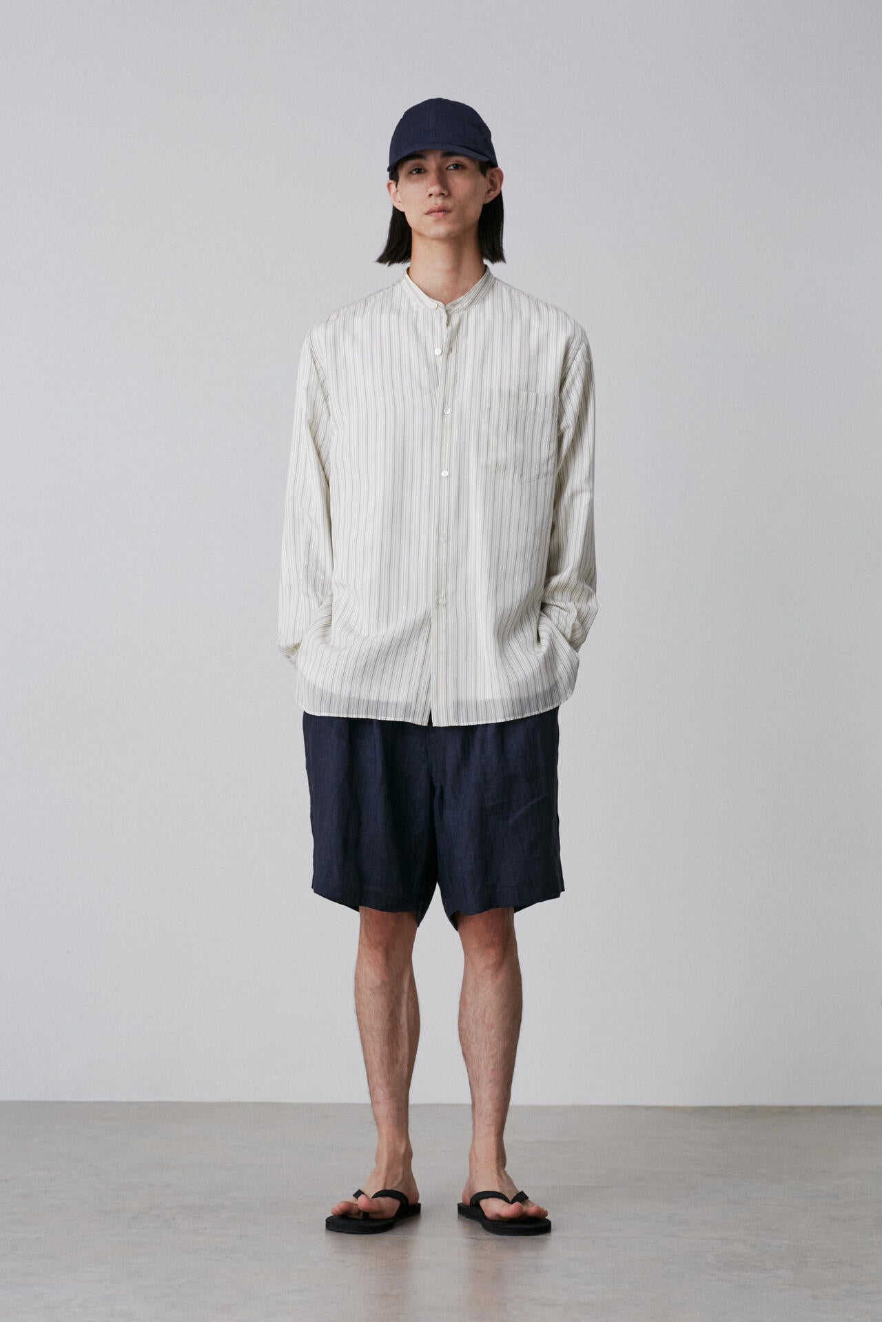 YLEVE / ACETATE CUPRA STAND COLLAR SHIRT