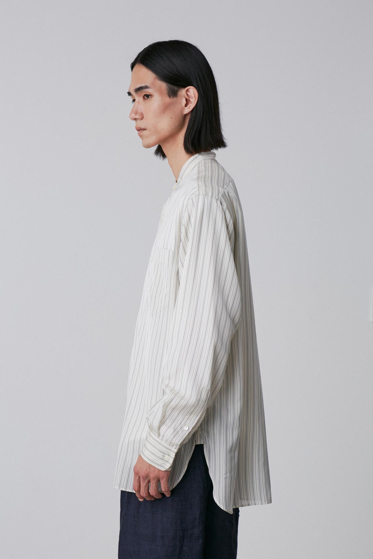 YLEVE / ACETATE CUPRA STAND COLLAR SHIRT
