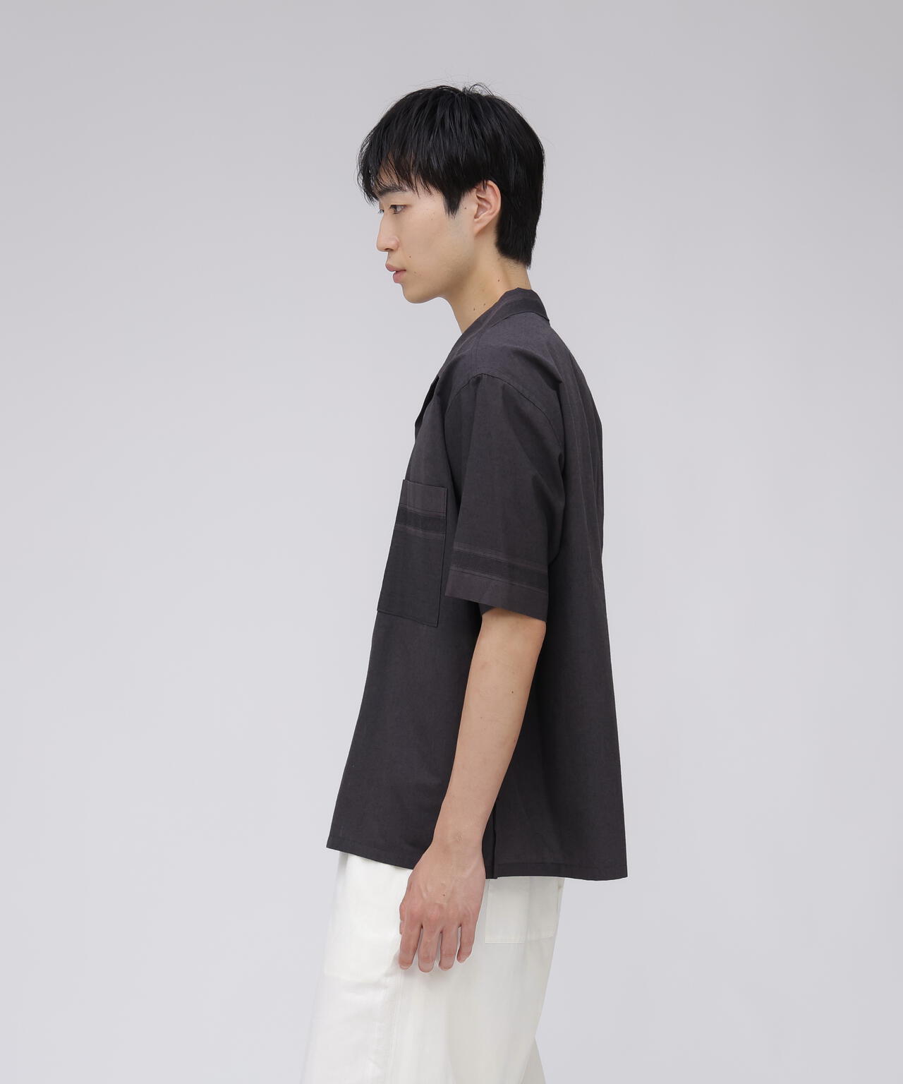 YLEVE / DOBBY STRIPE CHAMBRAY OPEN COLLAR SHIRT | YLÈVE（イレーヴ