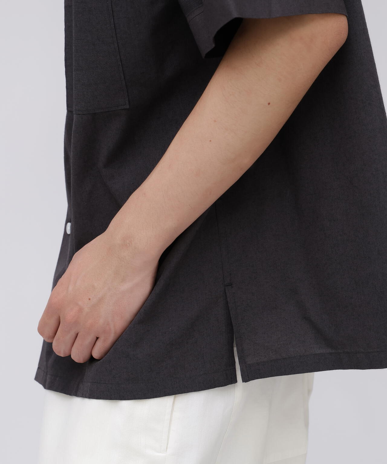 YLEVE / DOBBY STRIPE CHAMBRAY OPEN COLLAR SHIRT | YLÈVE（イレーヴ