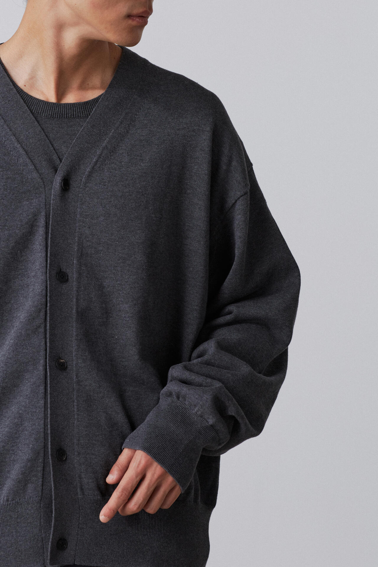 YLEVE / GAS SINGEING COTTON KNIT CARDIGAN