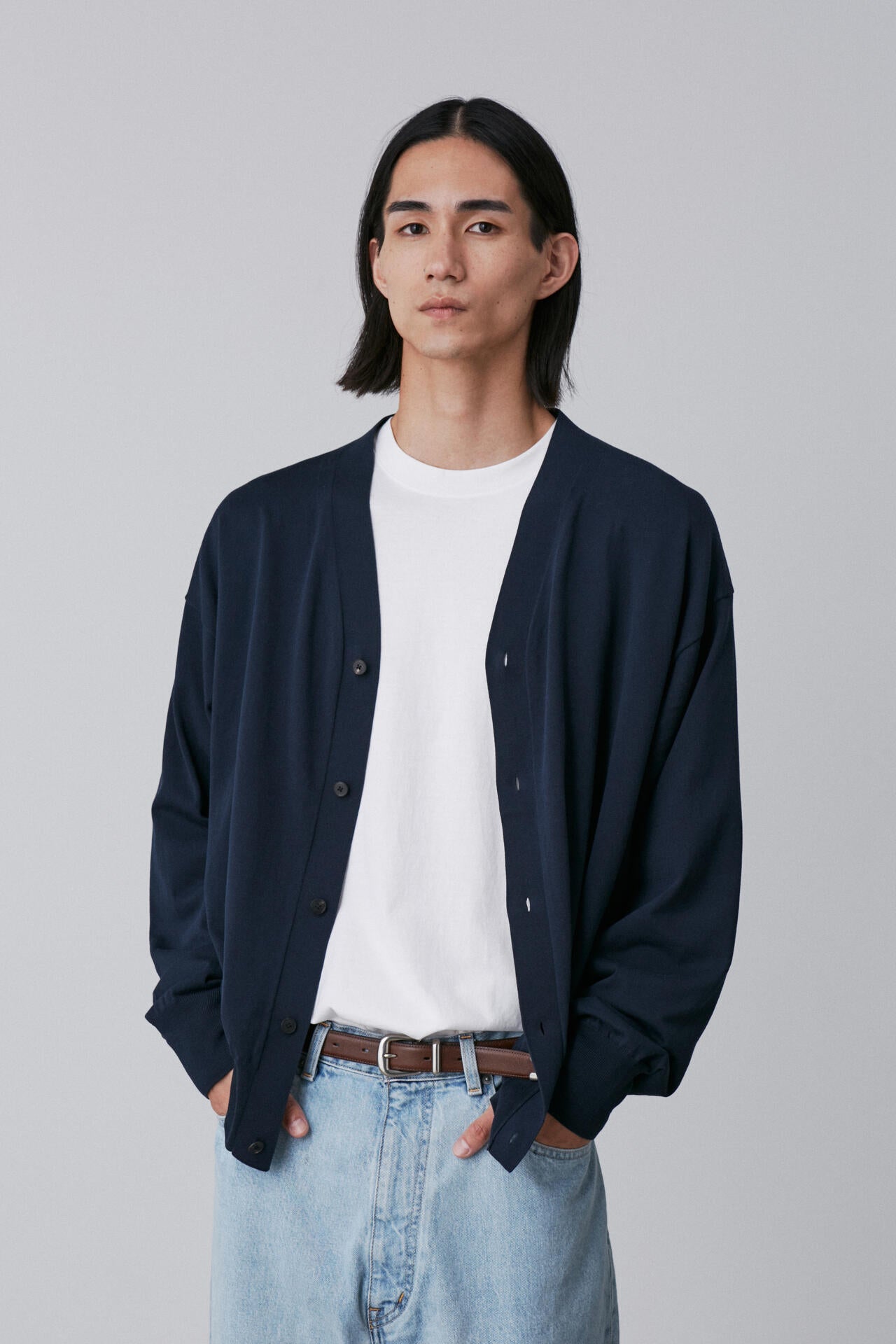 YLEVE / GAS SINGEING COTTON KNIT CARDIGAN