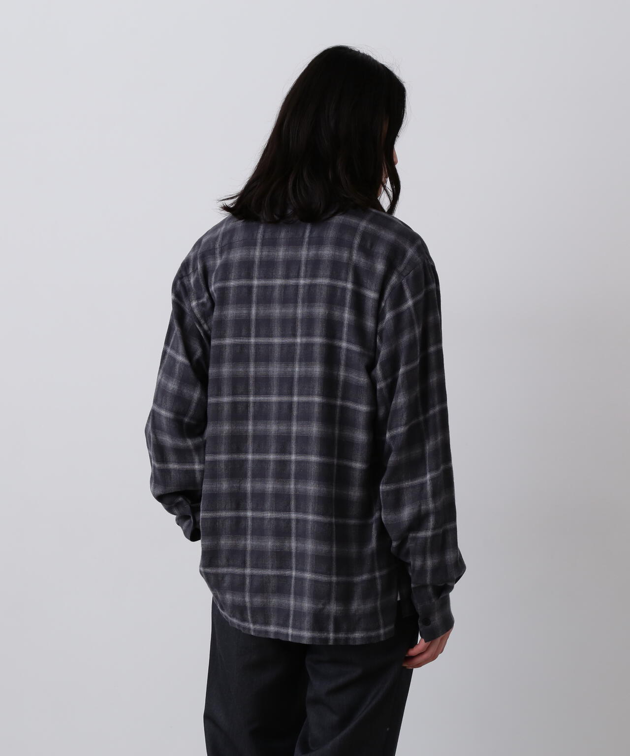 YLÈVE / BRUSHED RAYON CHECK OPEN/COLLAR SHIRT