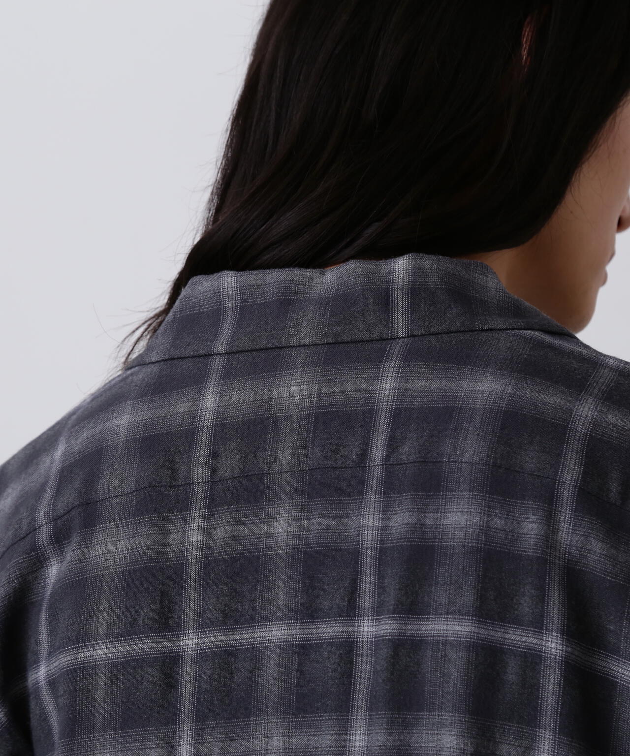 YLÈVE / BRUSHED RAYON CHECK OPEN/COLLAR SHIRT