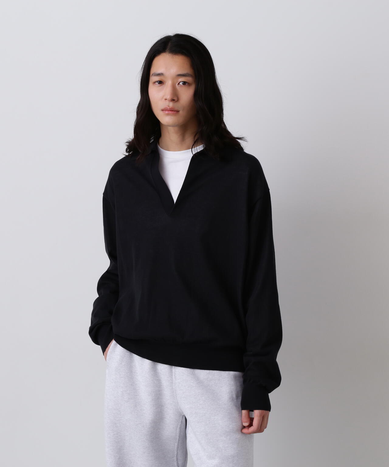 YLÈVE / SHEER RIB KNIT SKIPPER POLO | YLÈVE（イレーヴ） ｜【公式