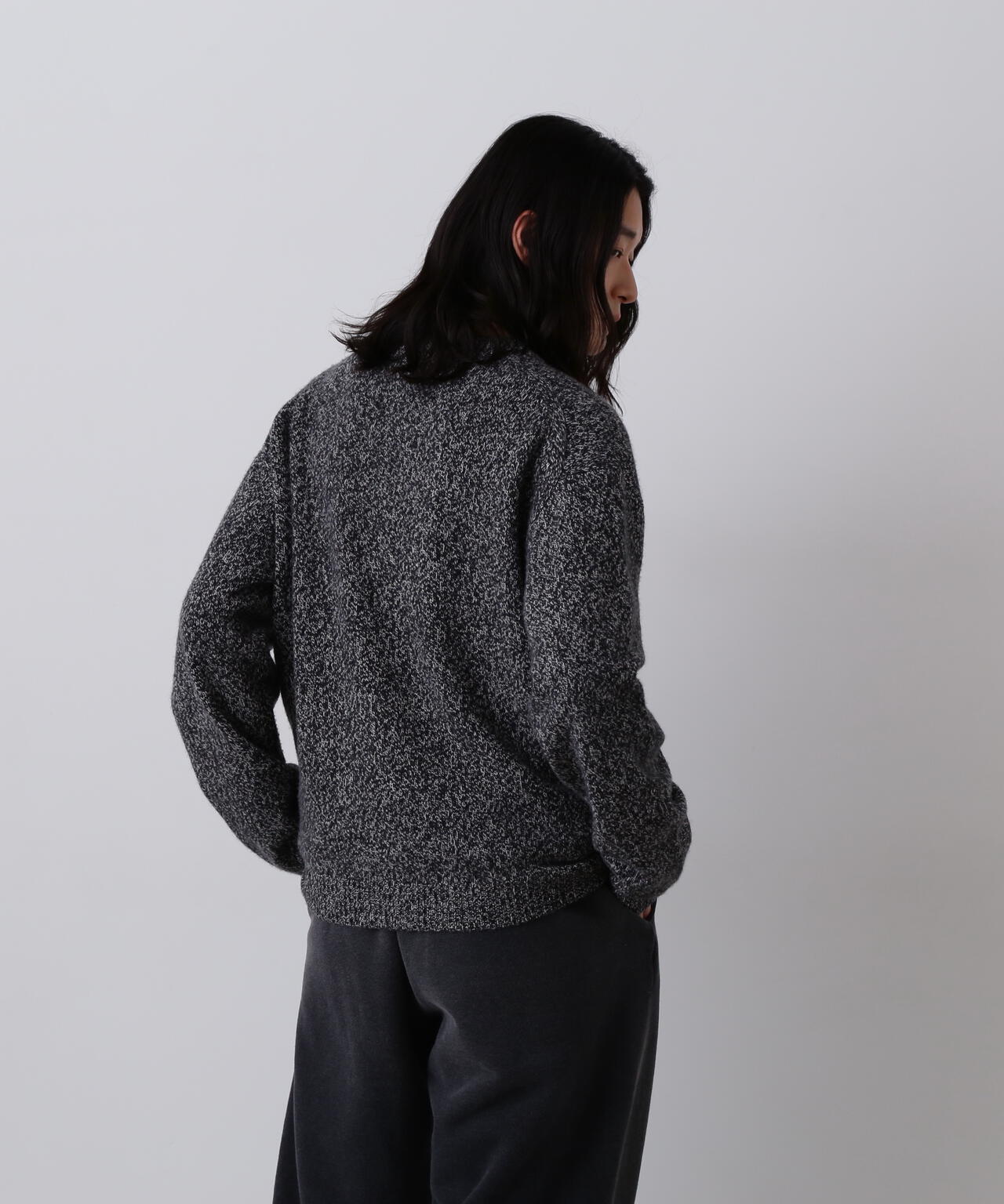 YLÈVE / WOOL CASHMERE MELANGE KNIT V NECK PULL OVER