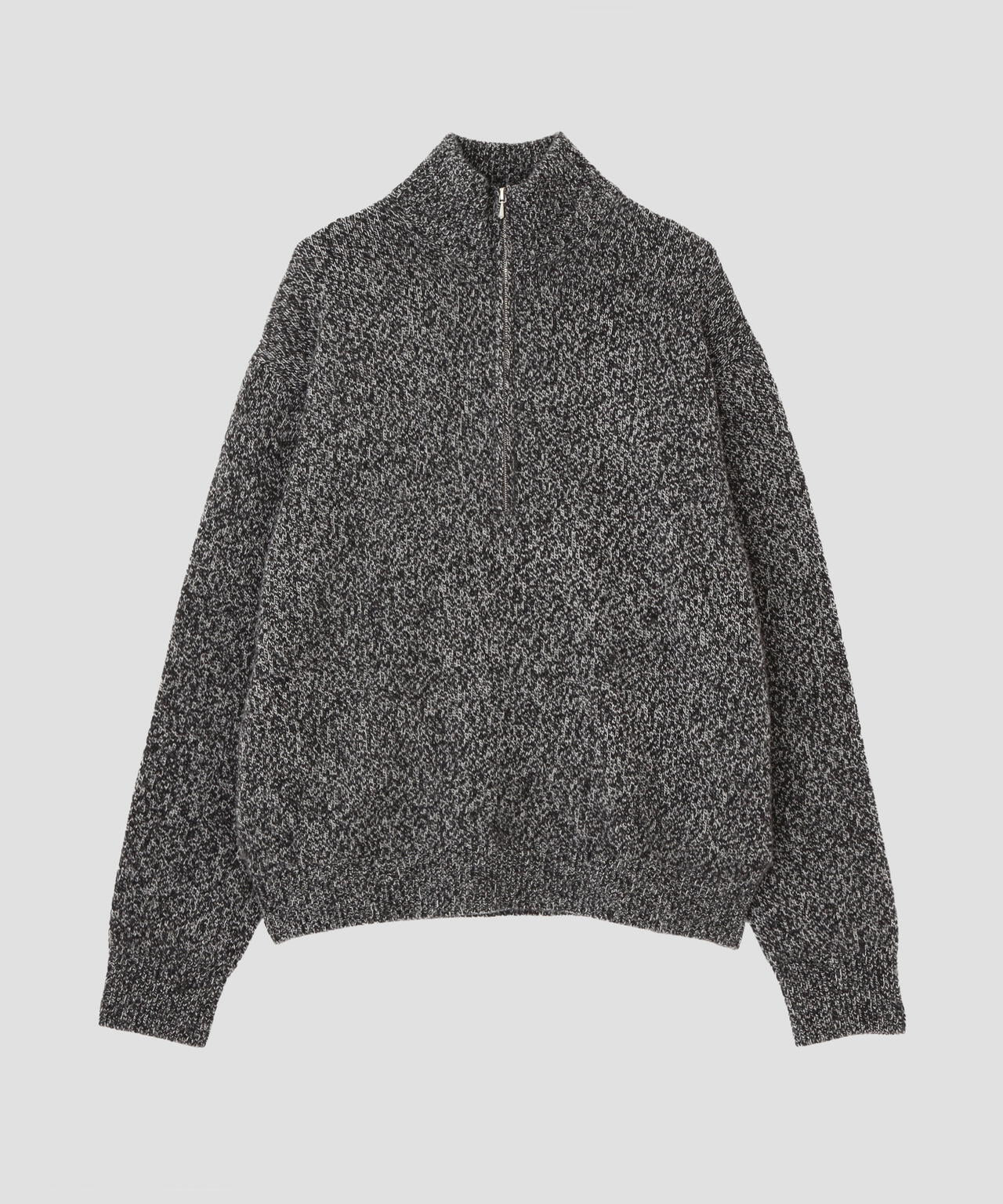 YLÈVE / WOOL CASHMERE MELANGE KNIT HALF ZIP PULL OVER