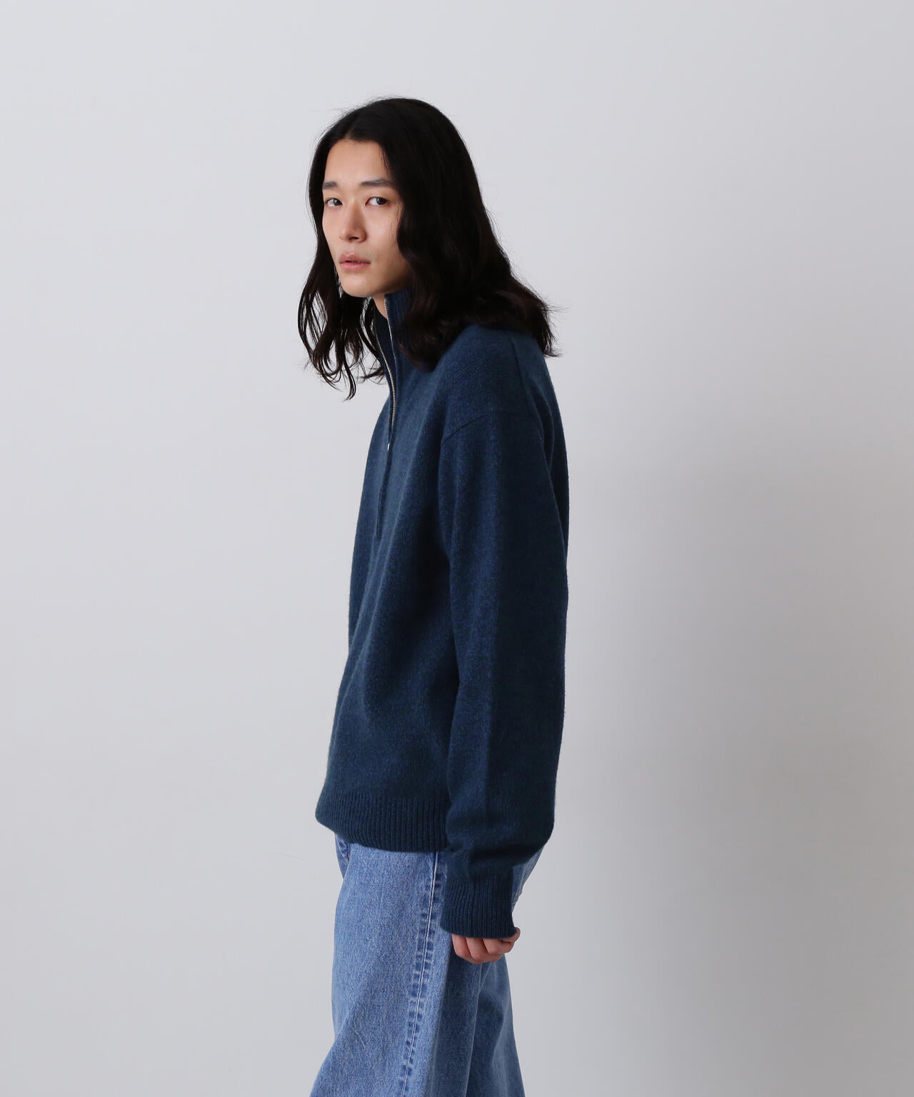 YLÈVE / WOOL CASHMERE MELANGE KNIT HALF ZIP PULL OVER | YLÈVE