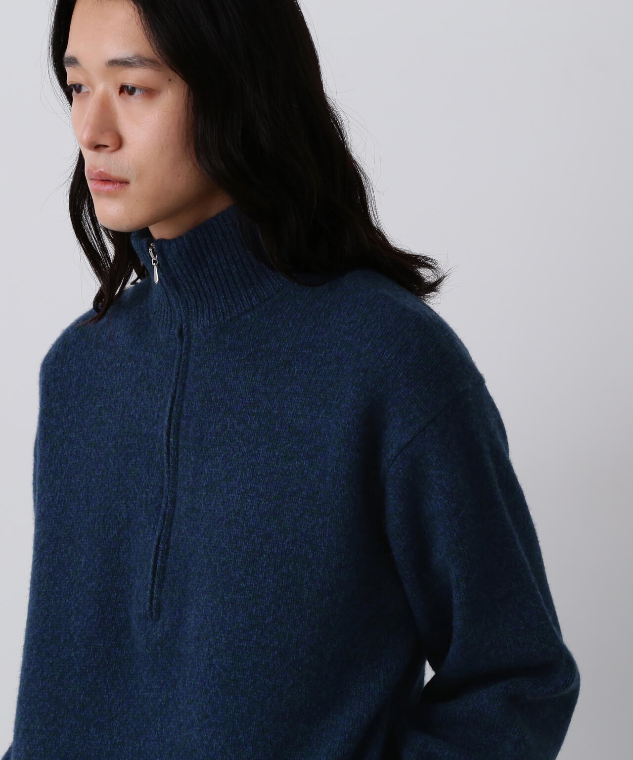 YLÈVE / WOOL CASHMERE MELANGE KNIT HALF ZIP PULL OVER