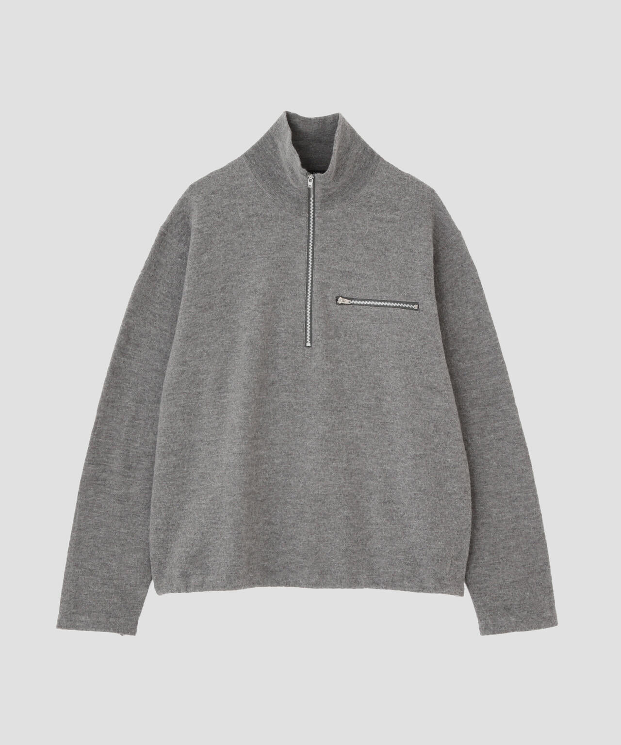 YLÈVE / ULTRAFINE MERINO MILLED WOOL KNIT HALF ZIP PULL OVER