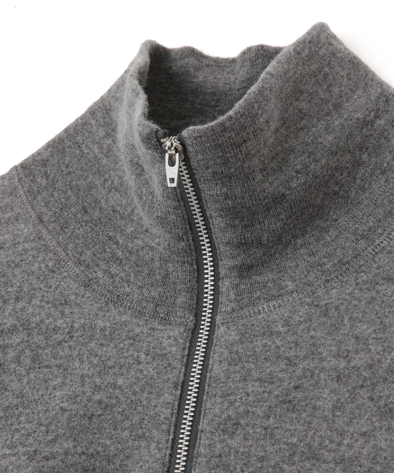 YLÈVE / ULTRAFINE MERINO MILLED WOOL KNIT HALF ZIP PULL OVER