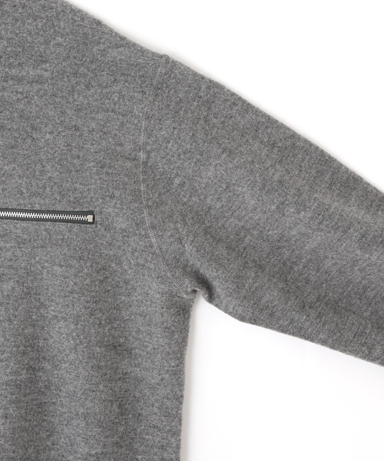 YLÈVE / ULTRAFINE MERINO MILLED WOOL KNIT HALF ZIP PULL OVER
